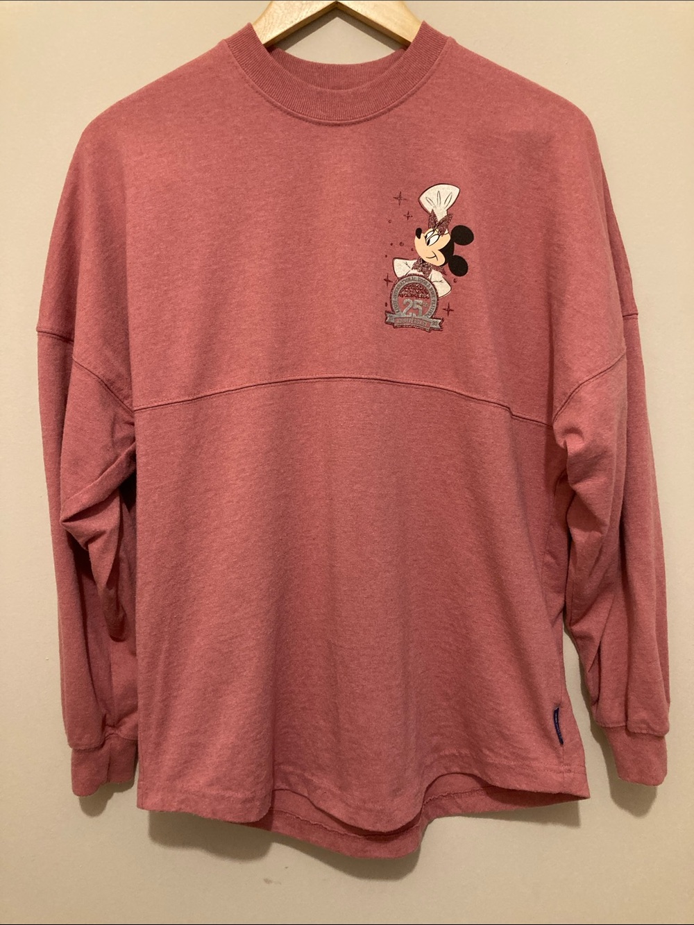 Minnie Mouse 25th Anniversary Rose Pink Spirit Jersey Sweatshirt SzS
